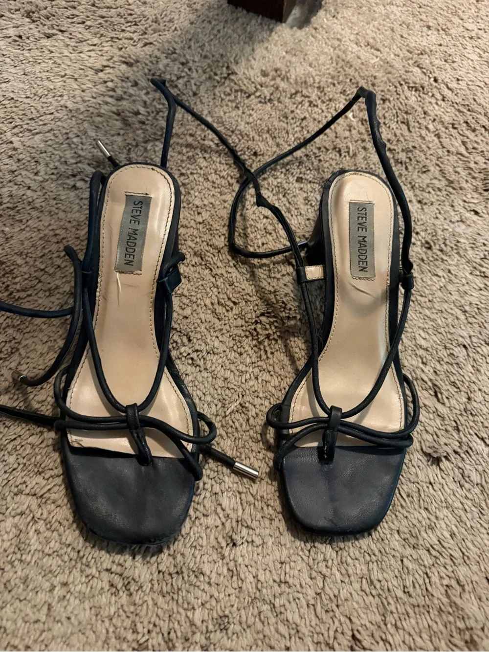 Anna Navy Strappy Knot Heeled Sandals